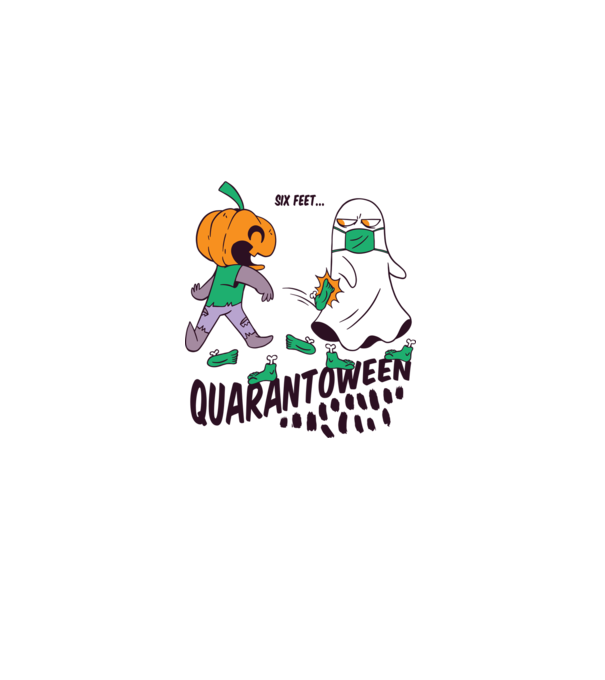 Quarantoween model alb pe tricou