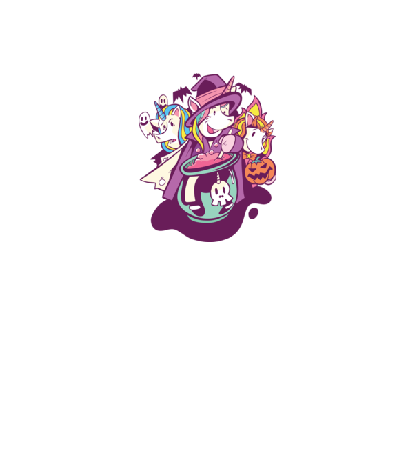 Unicorni Halloween model alb pe tricou