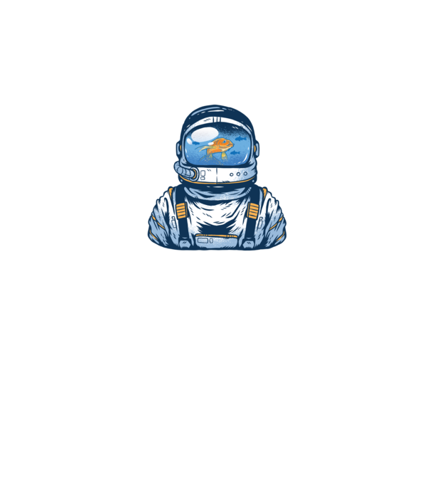 Peștișor auriu Astronaut model negru pe tricou