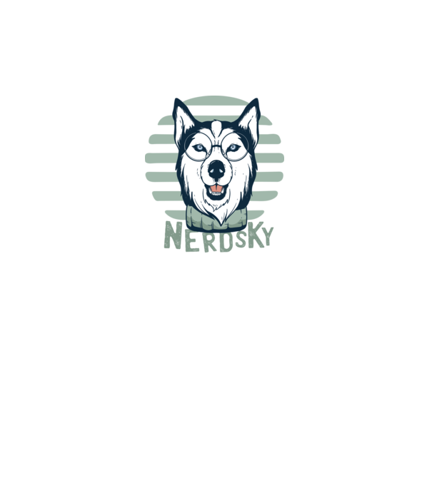 Nerdsky Husky model negru pe tricou