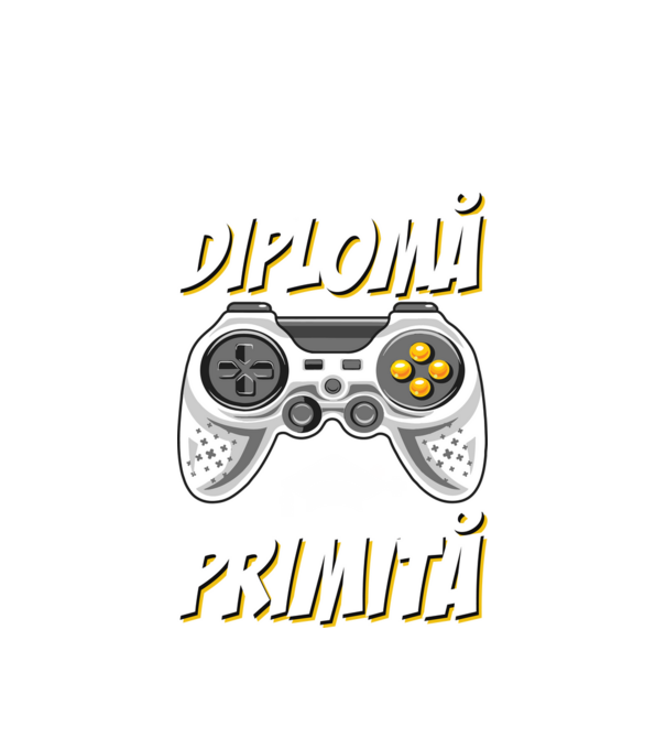 Gameri şcoală Diplomă model alb pe tricou
