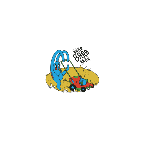 Alien cu Mașină de tuns iarba model albastru deschis pe tricou