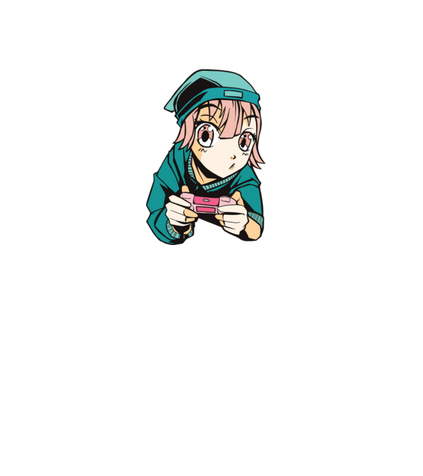 Anime fată Gamer model albastru deschis pe tricou