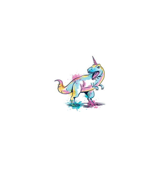Unicornsaurus - Dinozaur Unicorn model alb/roșu pe tricou