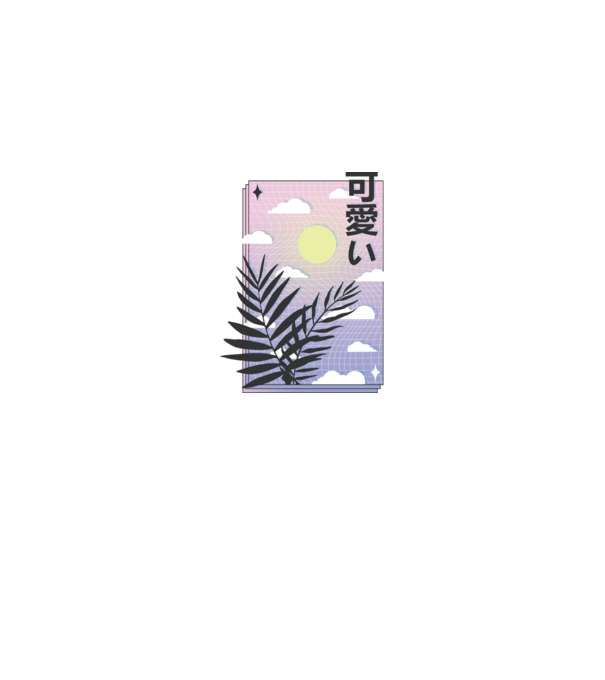 Vaporwave Val model gri pe tricou