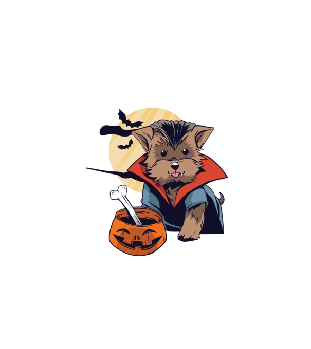 Vampir Yorkie Halloween model turcoaz pe tricou