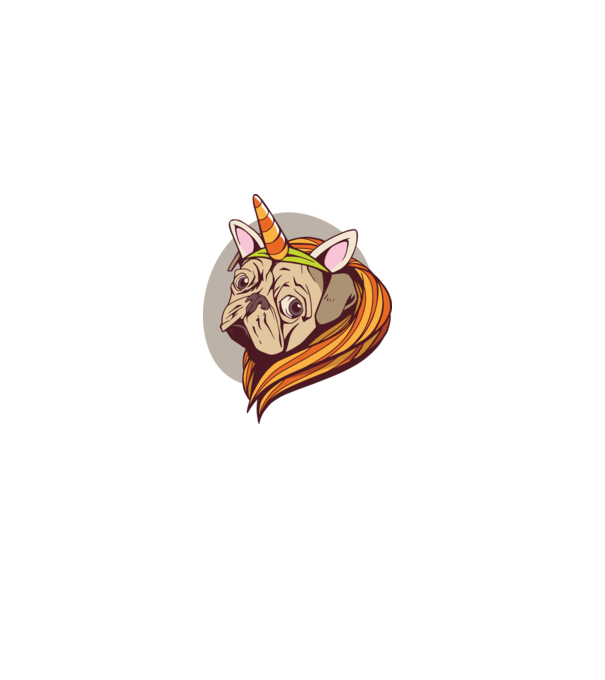 Halloween Mops în costum de Unicorn model alb pe tricou