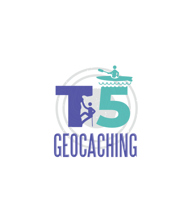 T5 Geocaching model albastru închis pe tricou