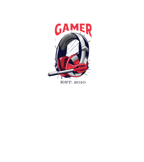 Gamer est. 2010 model alb pe tricou