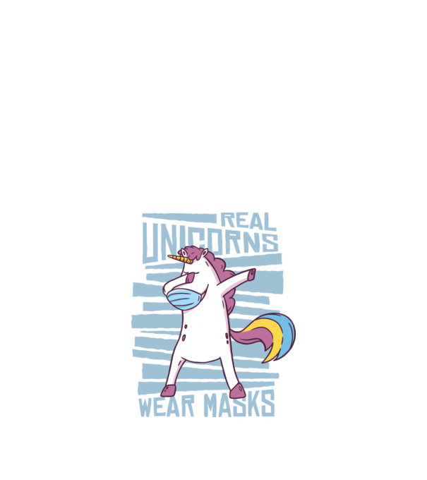 Unicorn DAB Mască model albastru închis pe tricou