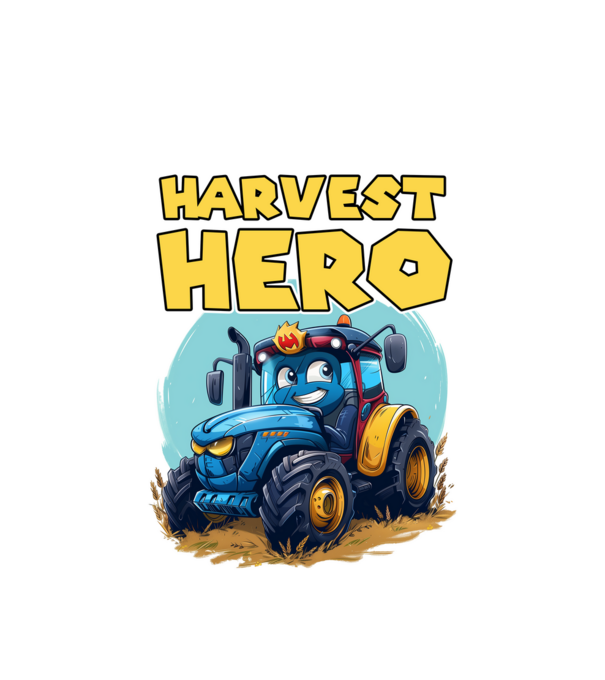 Harvest Hero Tractor model alb pe tricou