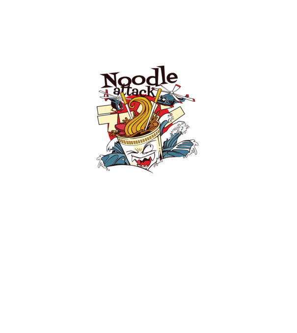 Noodle Attack model gri pe tricou