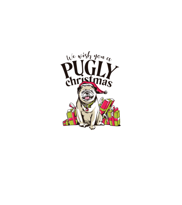 We wish You a Pugly Christmas tricou cu mops model gri pe tricou