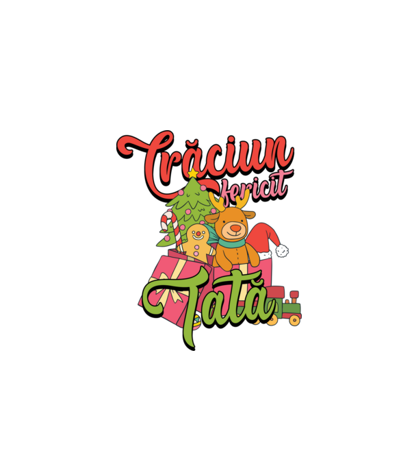 CRĂCIUN FERICIT TATĂ model negru pe tricou
