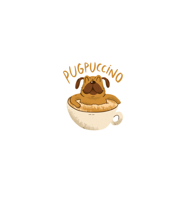 Pugpuccino Capuccino cu Mops model negru pe tricou