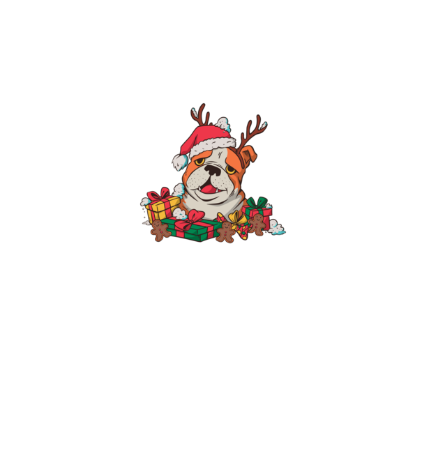 Bulldog de Crăciun model roz pe tricou