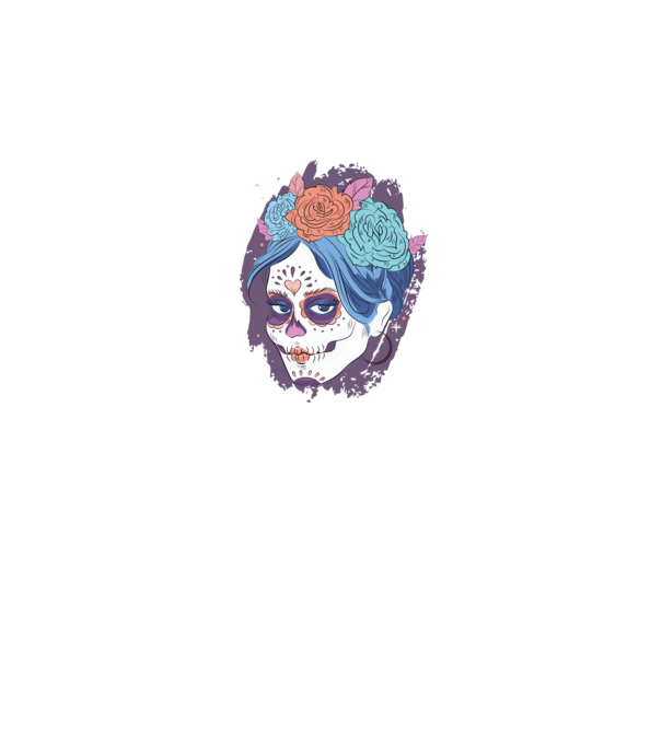 Dia de Los Muertos - Craniu cu flori model albastru închis pe tricou