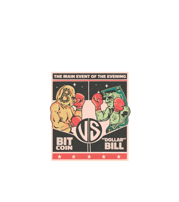 Bitcoin Vs Dolarul SUA model negru pe tricou