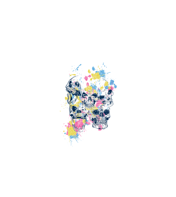 Cranii colorate model alb pe tricou