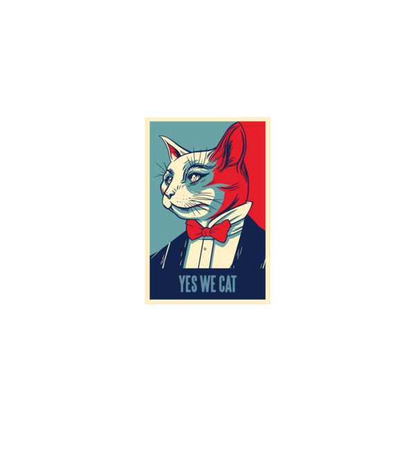 Yes We Cat poster cu pisică model negru pe tricou