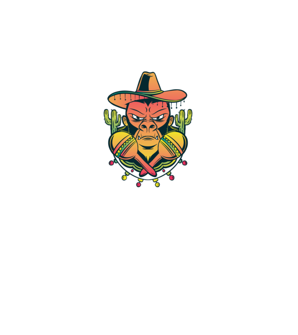 Gorila mexicană model alb pe tricou