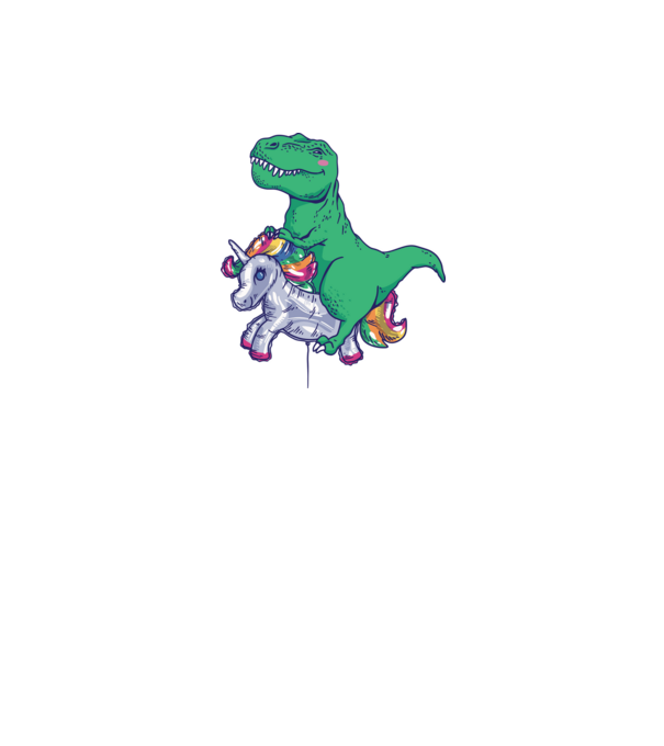 T-rex pe Unicorn balon model alb pe tricou