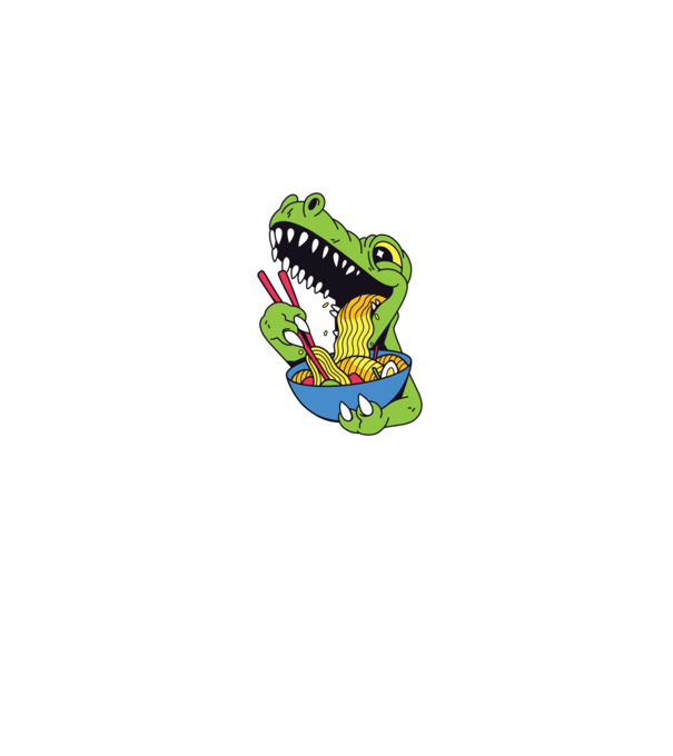 T-rex Ramen model albastru jeanși pe tricou