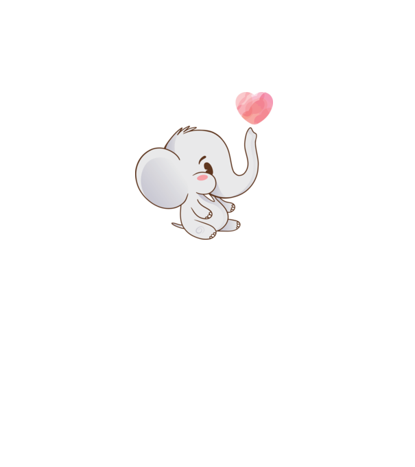 Elefant drăguț model alb pe tricou