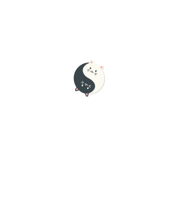 Pisicuțe Yin Yang model alb pe tricou