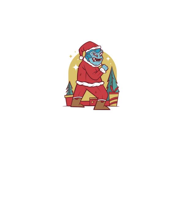 Gorila Santa model alb pe tricou