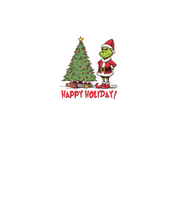 Happy Holiday Grinch model albastru închis pe tricou
