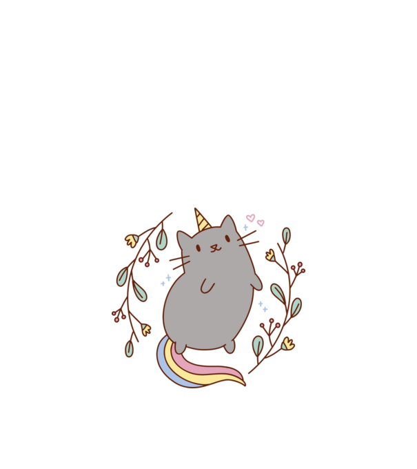 Pisică Unicorn model alb pe tricou
