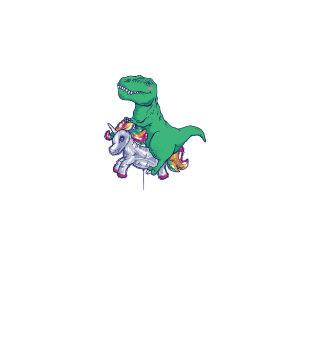 T-rex pe Unicorn balon model alb pe tricou