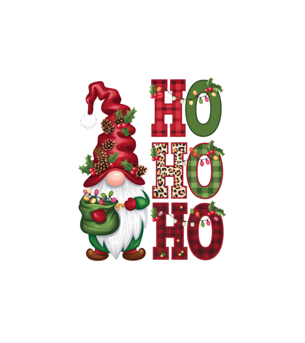 HOHOHO Gnome model alb pe tricou