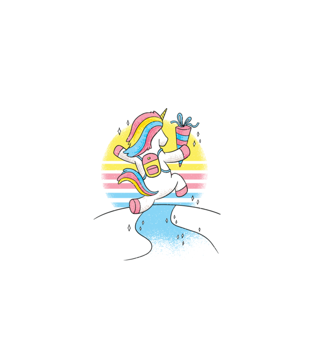 Unicorn școlar model alb pe tricou