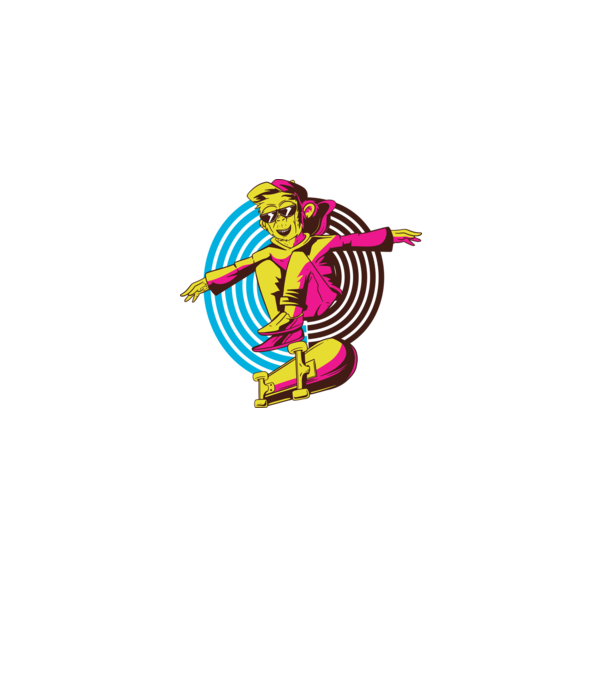 Maimuță Skateboarder model alb pe tricou