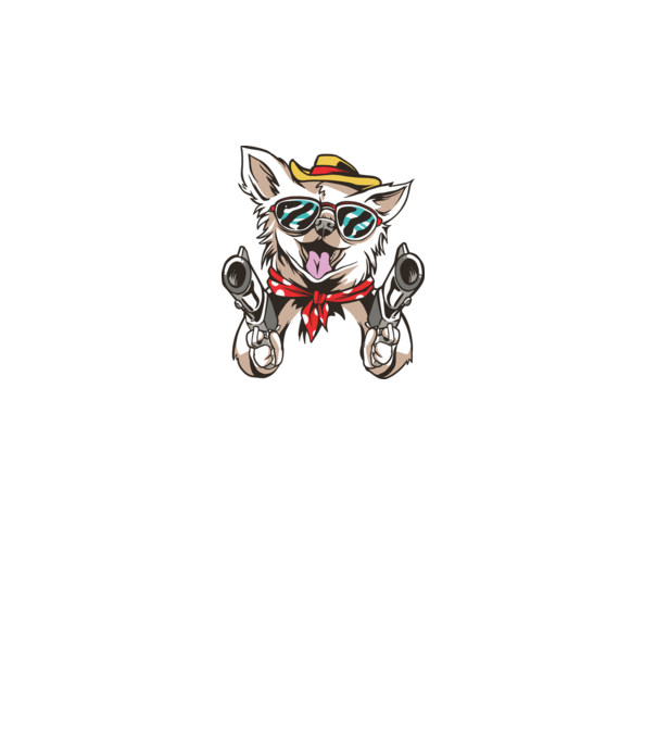 Chihuahua cu Pistol model alb pe tricou