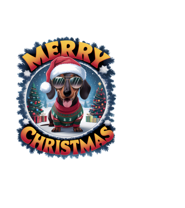 Merry Christmas Teckel model negru pe tricou