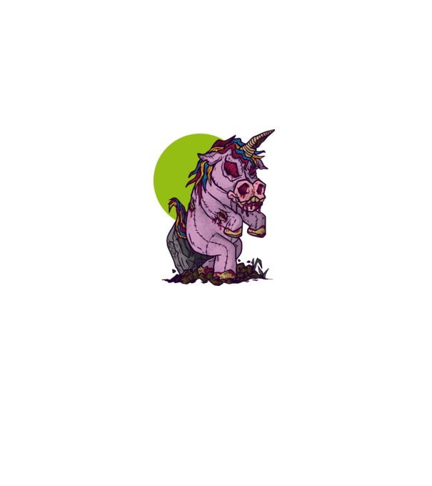 Zombie unicorn model negru pe tricou