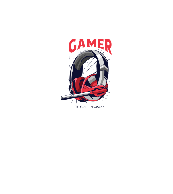 Gamer est. 1990 model alb pe tricou