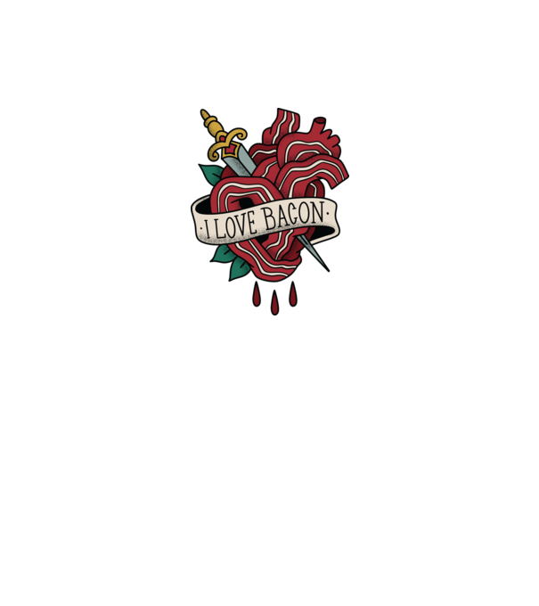 Love Bacon Tatuaj model alb pe tricou