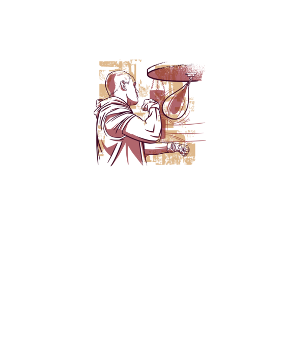 Pugilist model alb pe tricou