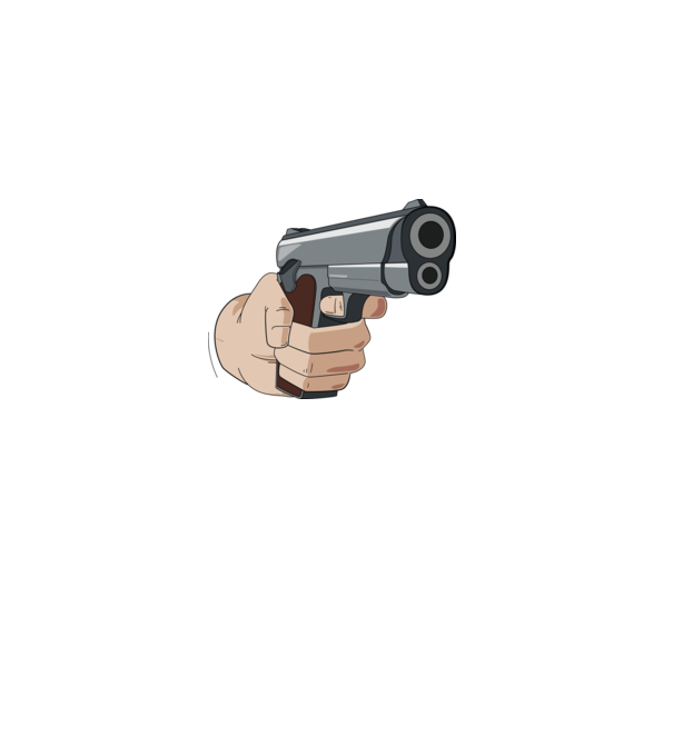 Pistol model albastru deschis pe tricou