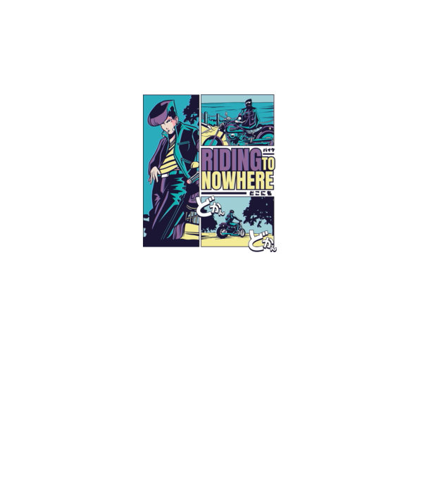 Anime Vaporwave Riding Nowhere model turcoaz pe tricou