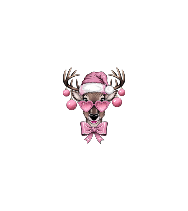 Pink Xmas Reindeer model nisipiu pe tricou