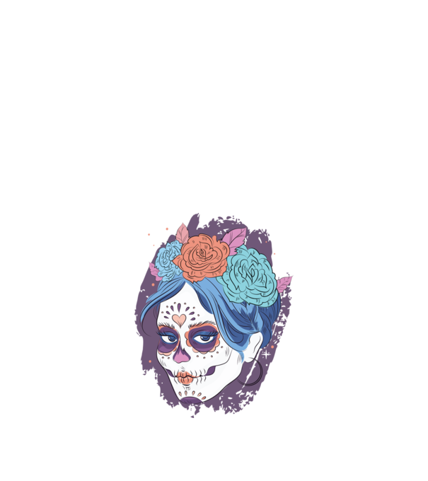 Dia de Los Muertos - Craniu cu flori model albastru închis pe tricou