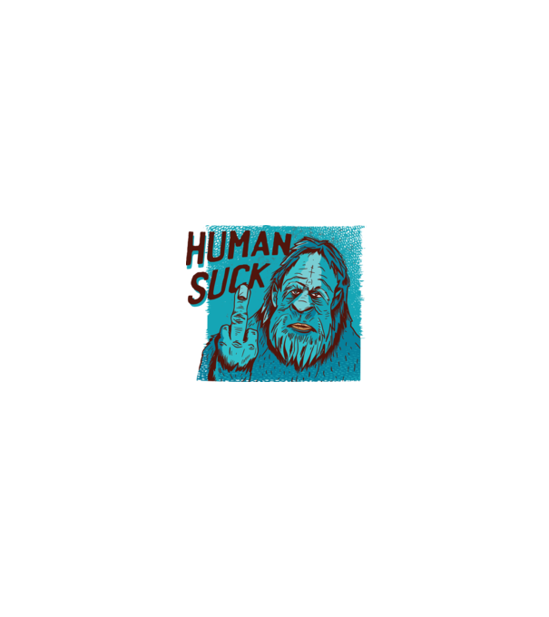 Human Suck - Yeti spune tricou amuzant antisocial model alb/roșu pe tricou
