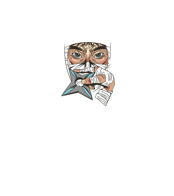 Cap de ninja model negru pe tricou