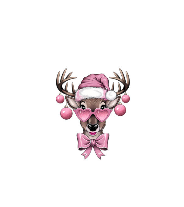 Pink Xmas Reindeer model alb pe tricou
