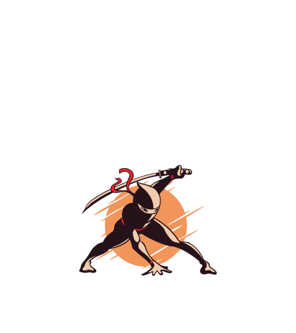 Ninja model alb pe tricou